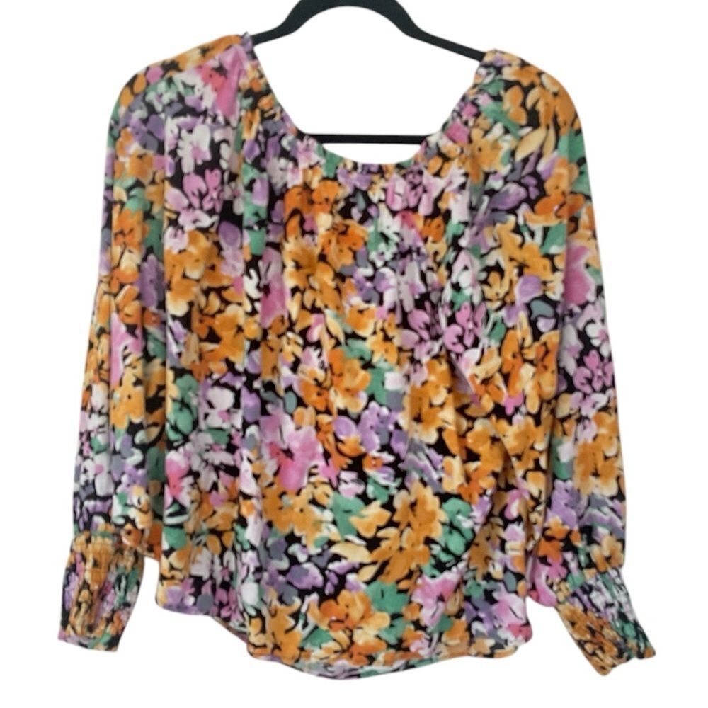 Terra & Sky Long Sleeve with Gathering at Neck and Wrists  1X